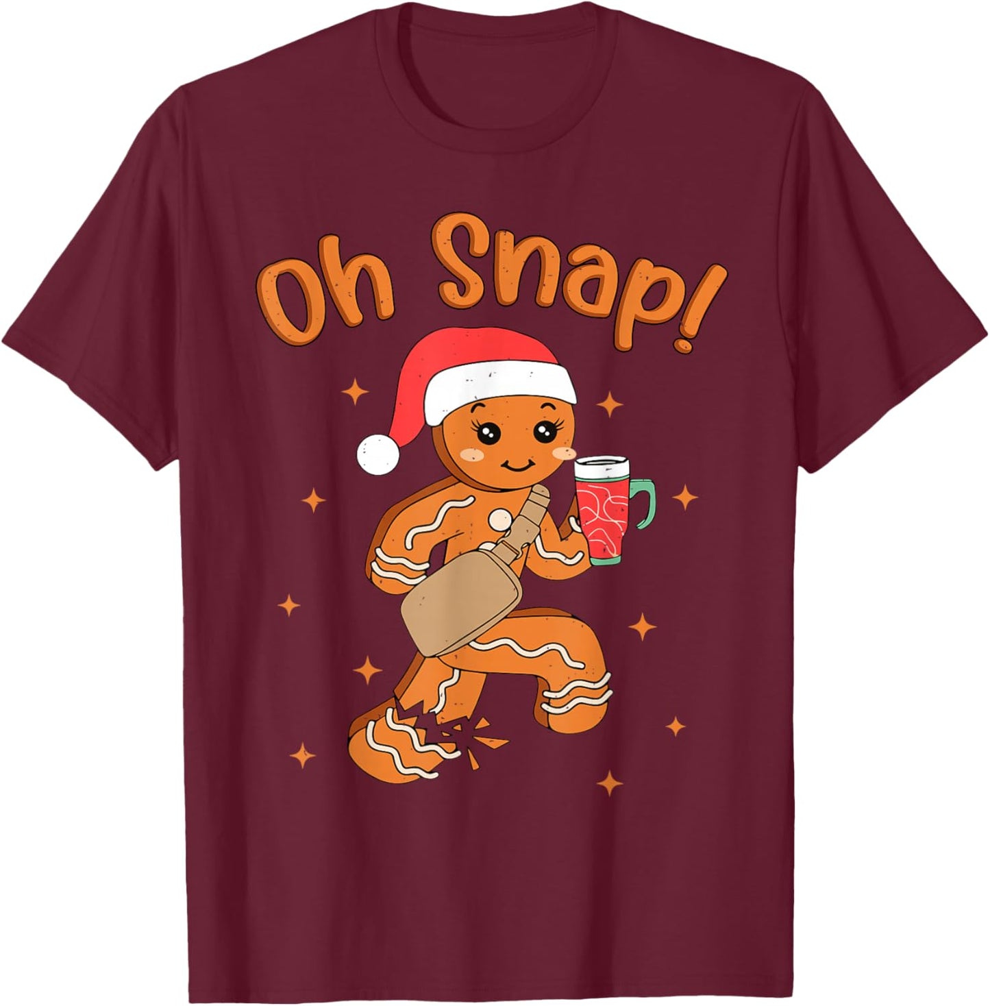Oh Snap Gingerbread Man Boys Girls Kids Christmas T-Shirt - T-Shirt | Maroon