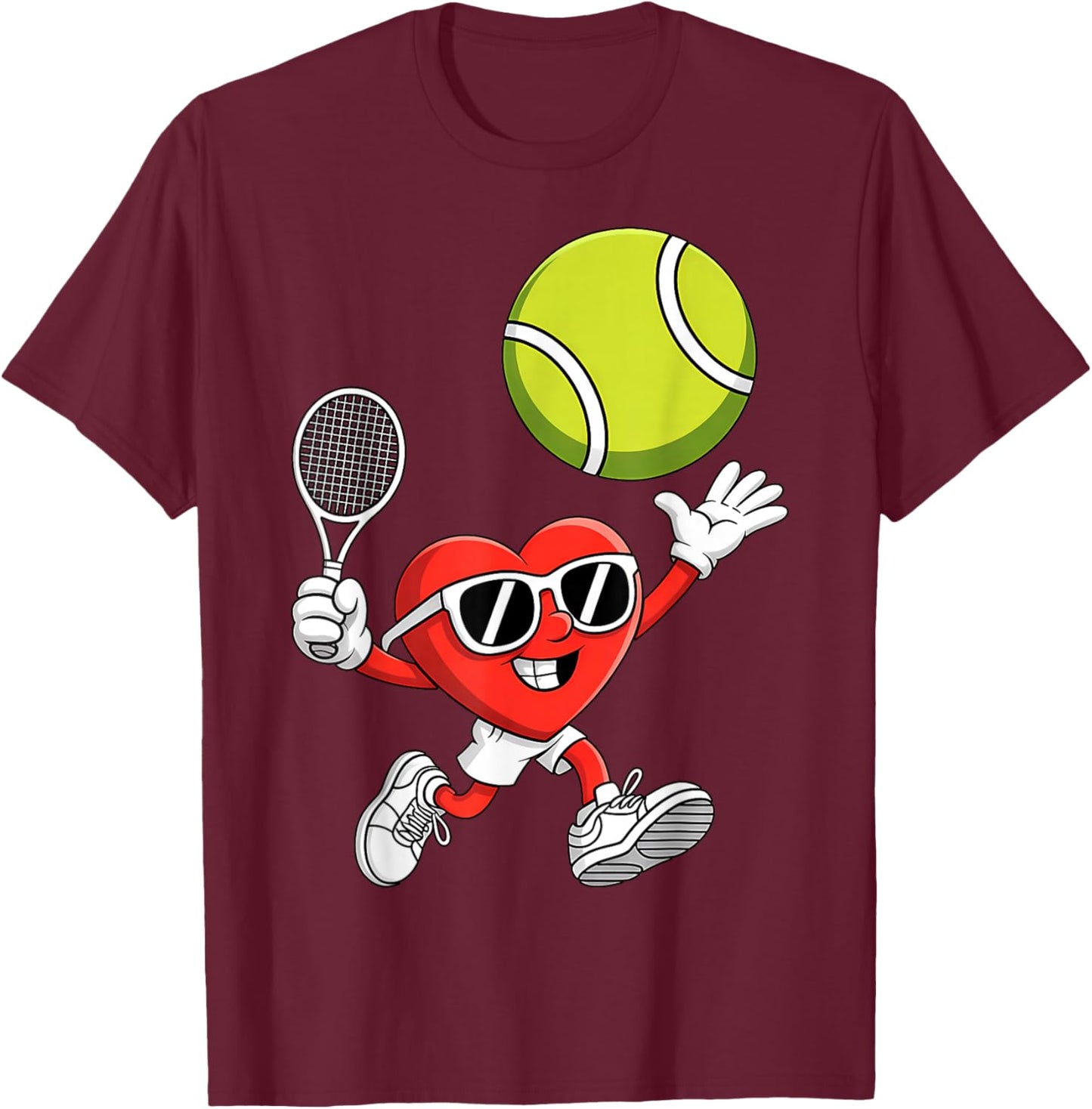Love Tennis Cute Valentines Day T-Shirt - T-Shirt | Maroon