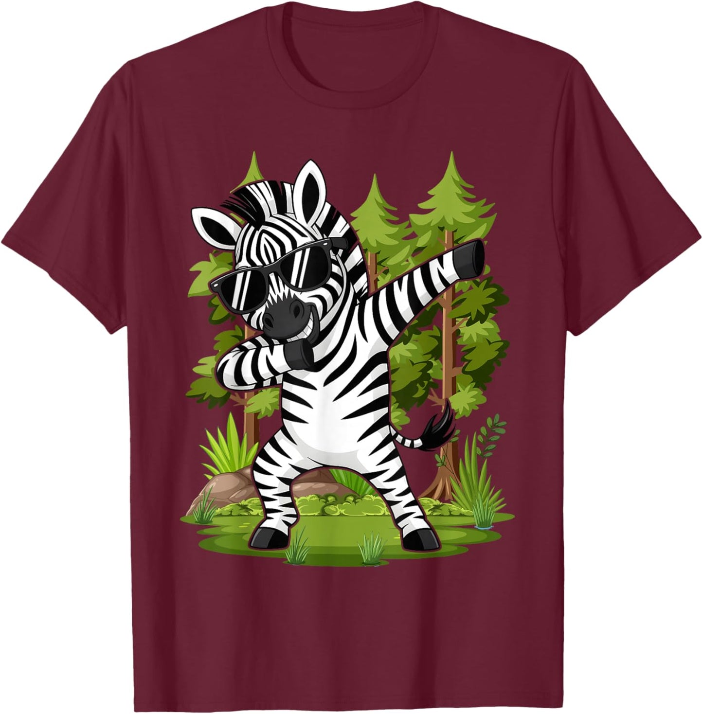 Cute Dabbing Zebra Clothes Kids Toddler Boys Animal Print T-Shirt - T-Shirt | Maroon