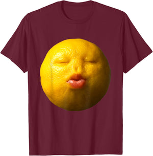 Niche Lemon Meme Ai Fruits Eating Fruit Funny brainrot Silly T-Shirt - T-Shirt | Maroon