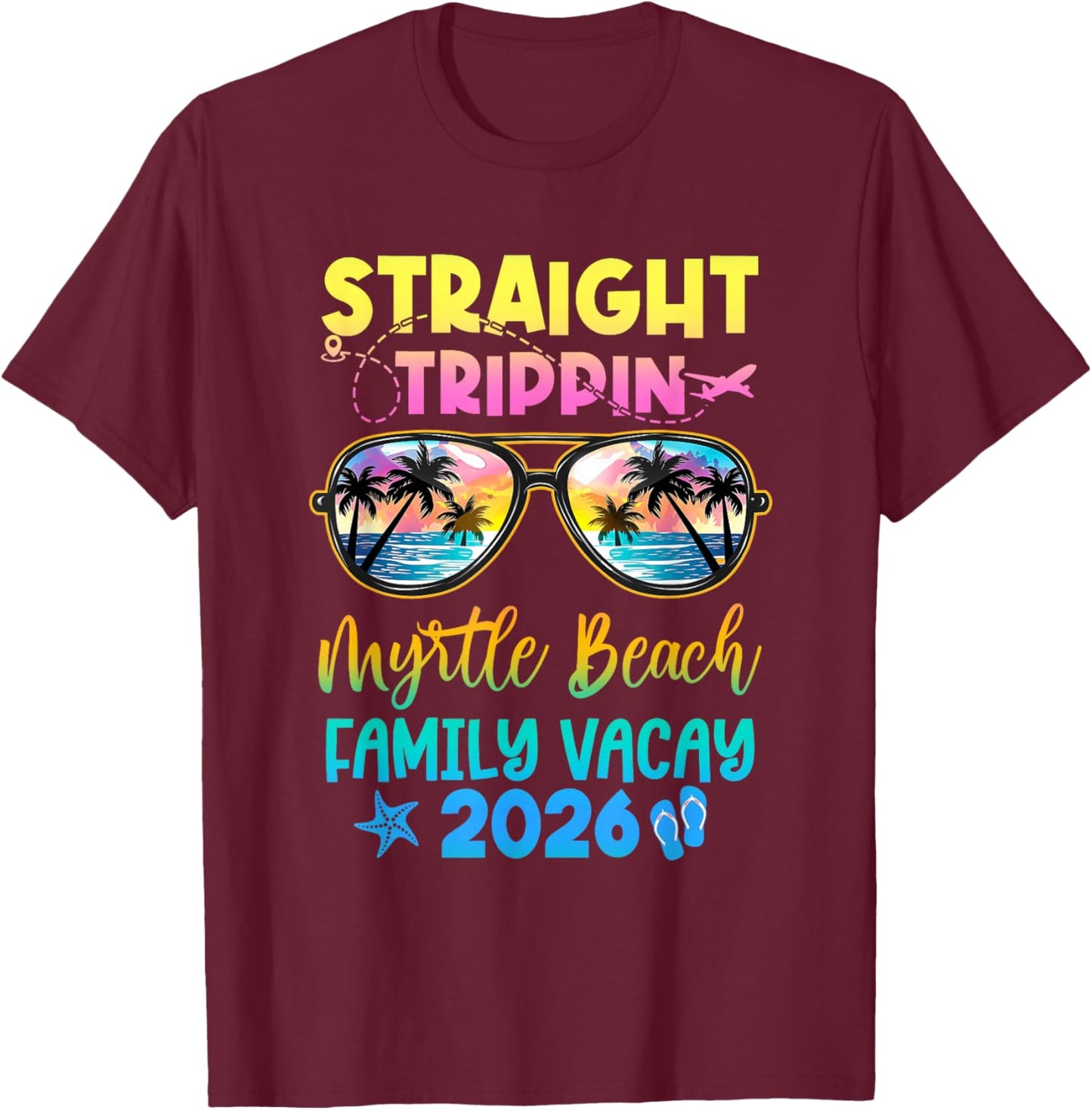 Family Vacation Myrtle Beach 2026 Summer Holiday Matching T-Shirt - T-Shirt | Maroon