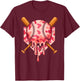 Baseball Pink Camo Ice Cream Youth Boys Girls T-Shirt - T-Shirt | Maroon