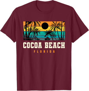 Cocoa Beach Florida Retro Design Space Coast FL T-Shirt - T-Shirt | Maroon