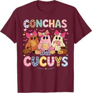Conchas and Cucuys Ghost Funny Mexican Halloween Costume T-Shirt - T-Shirt | Maroon