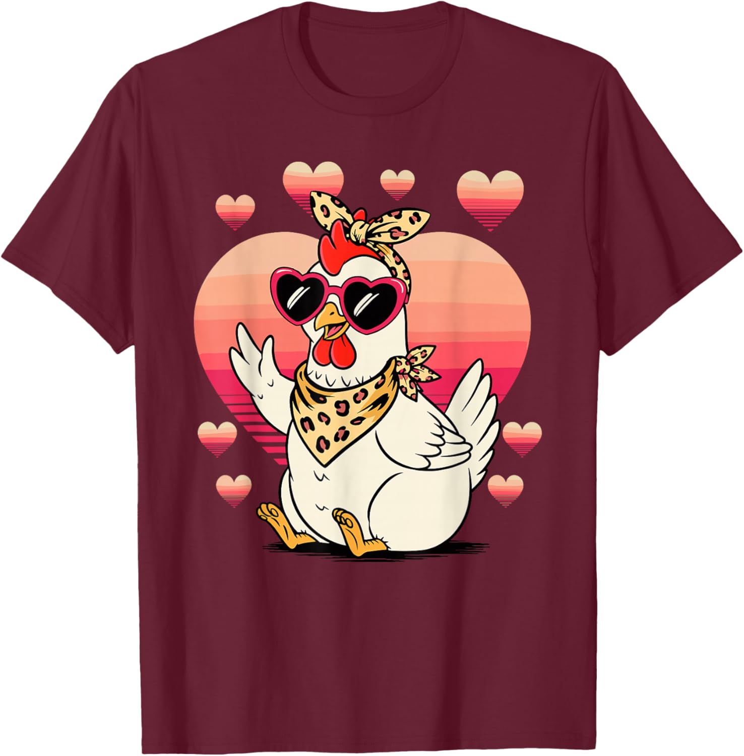 Chicken Sunglasses Valentines Day Chickens T-Shirt - T-Shirt | Maroon