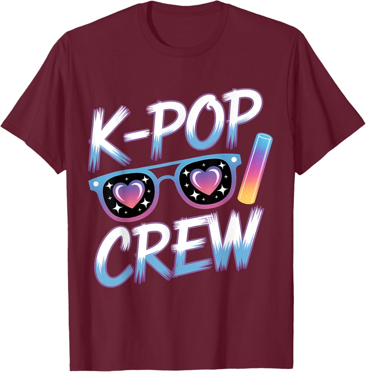 K-Pop Crew Sunglasses Heartbeat Style T-Shirt - T-Shirt | Maroon