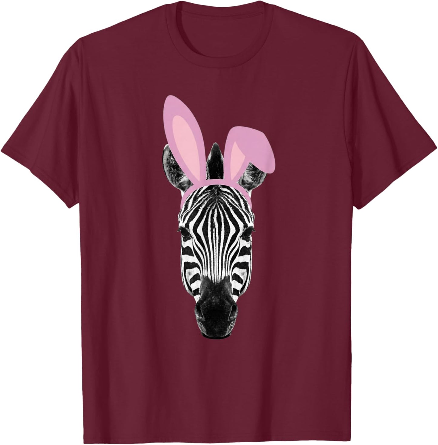 Woman Man Funny Easter Vintage Zebra Bunny Design Ears T-Shirt - T-Shirt | Maroon