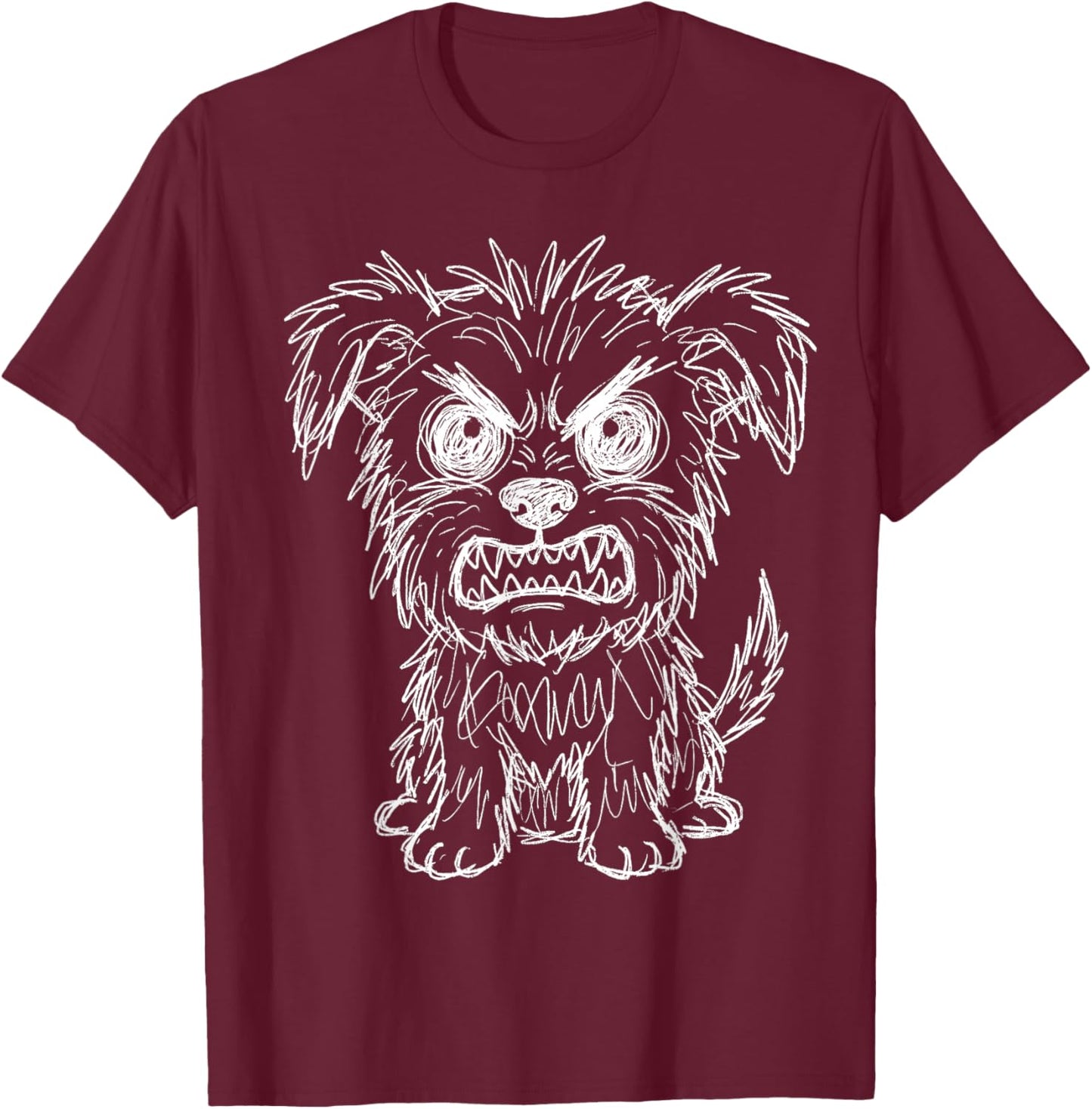 Scribble Dog Funny Terrier Sketchy Line Art T-Shirt - T-Shirt | Maroon