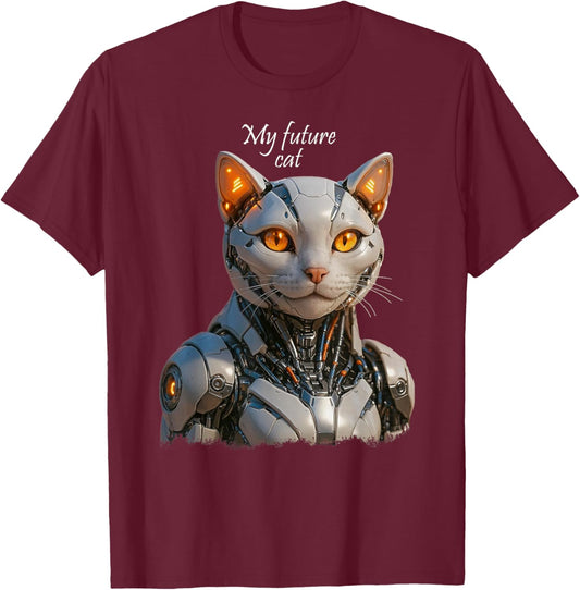 Cat Series. My Future cat! Bionic Cat! T-Shirt - T-Shirt | Maroon
