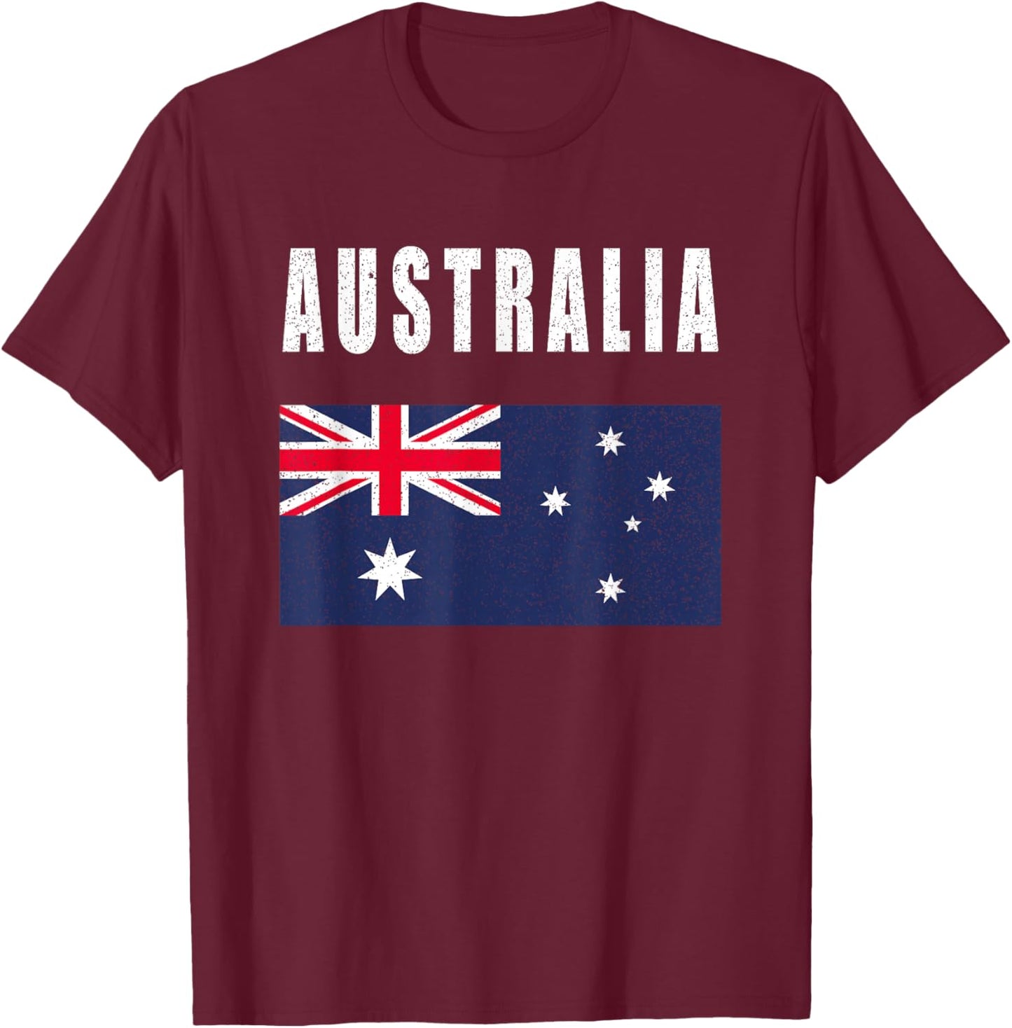 Australian Flag Patriotic Aussie Pride Happy Australia Day T-Shirt - T-Shirt | Maroon