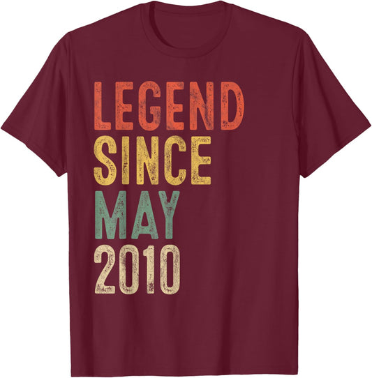 Legend May 2010 16th Birthday Boy Girl 16 Year Old T-Shirt - T-Shirt | Maroon