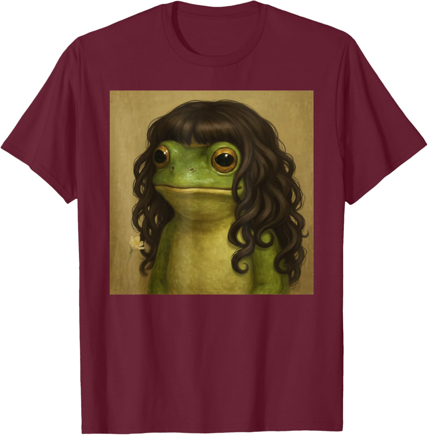 Funny Frog Long Curly Hair Haircut Meme Women Kids T-Shirt - T-Shirt | Maroon