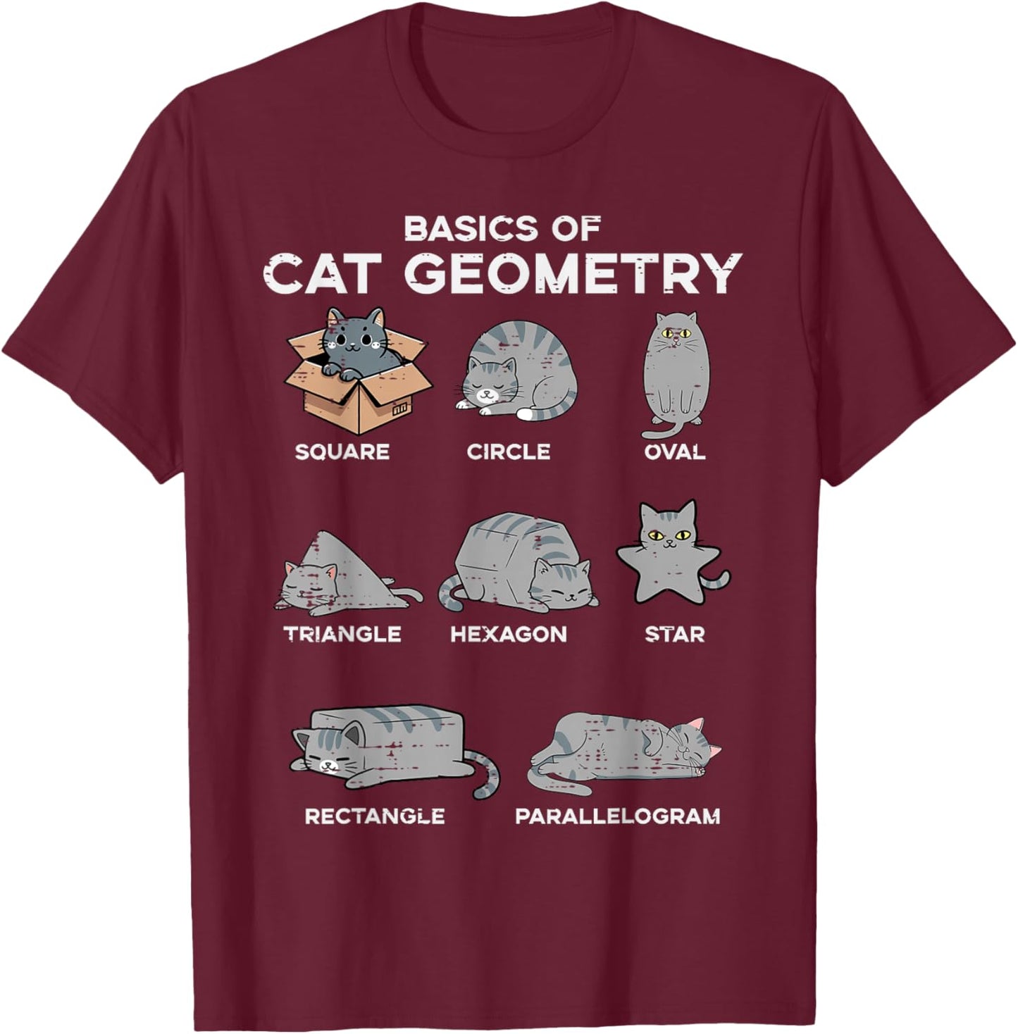 Basics of Cat Geometry Funny Kitten Kitty Math Men Women Kid T-Shirt - T-Shirt | Maroon