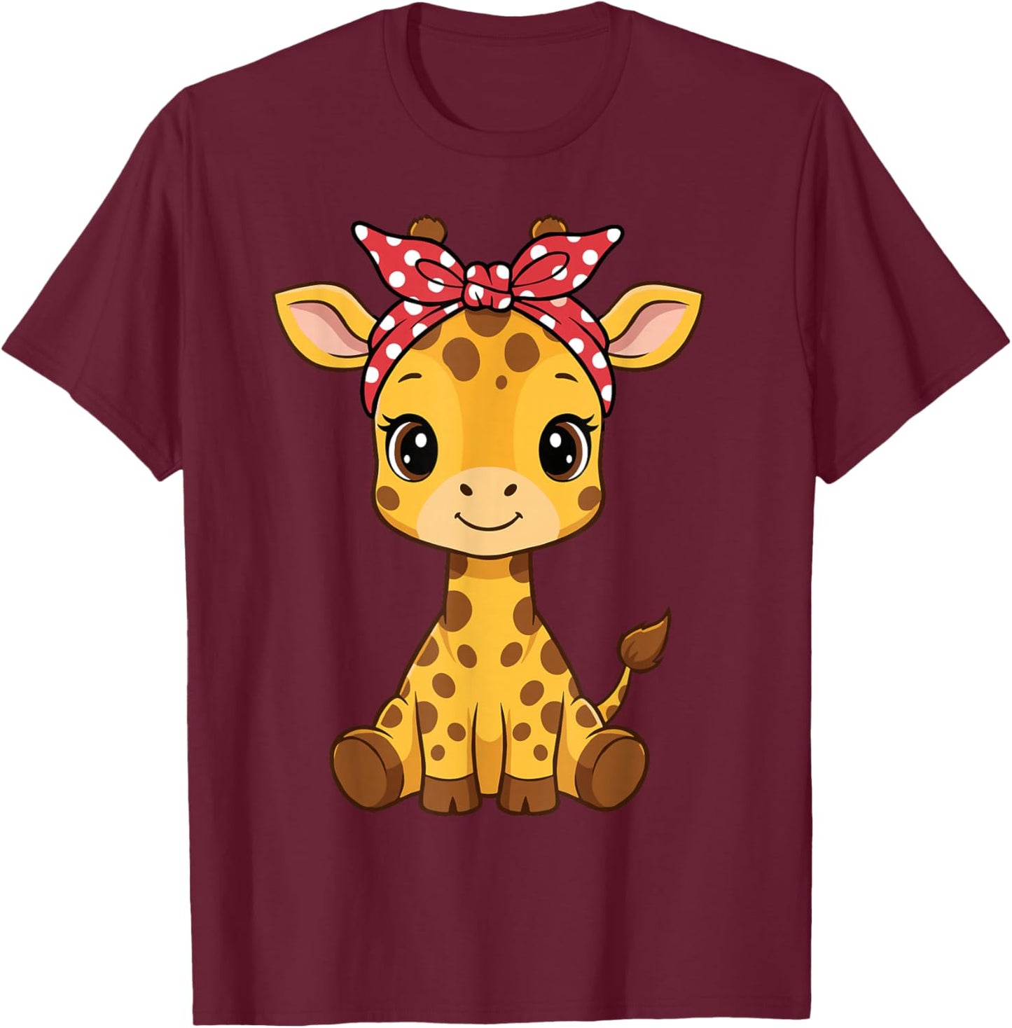 Kawaii Giraffe Pink Bandana Cute Giraffe Lover T-Shirt - T-Shirt | Maroon