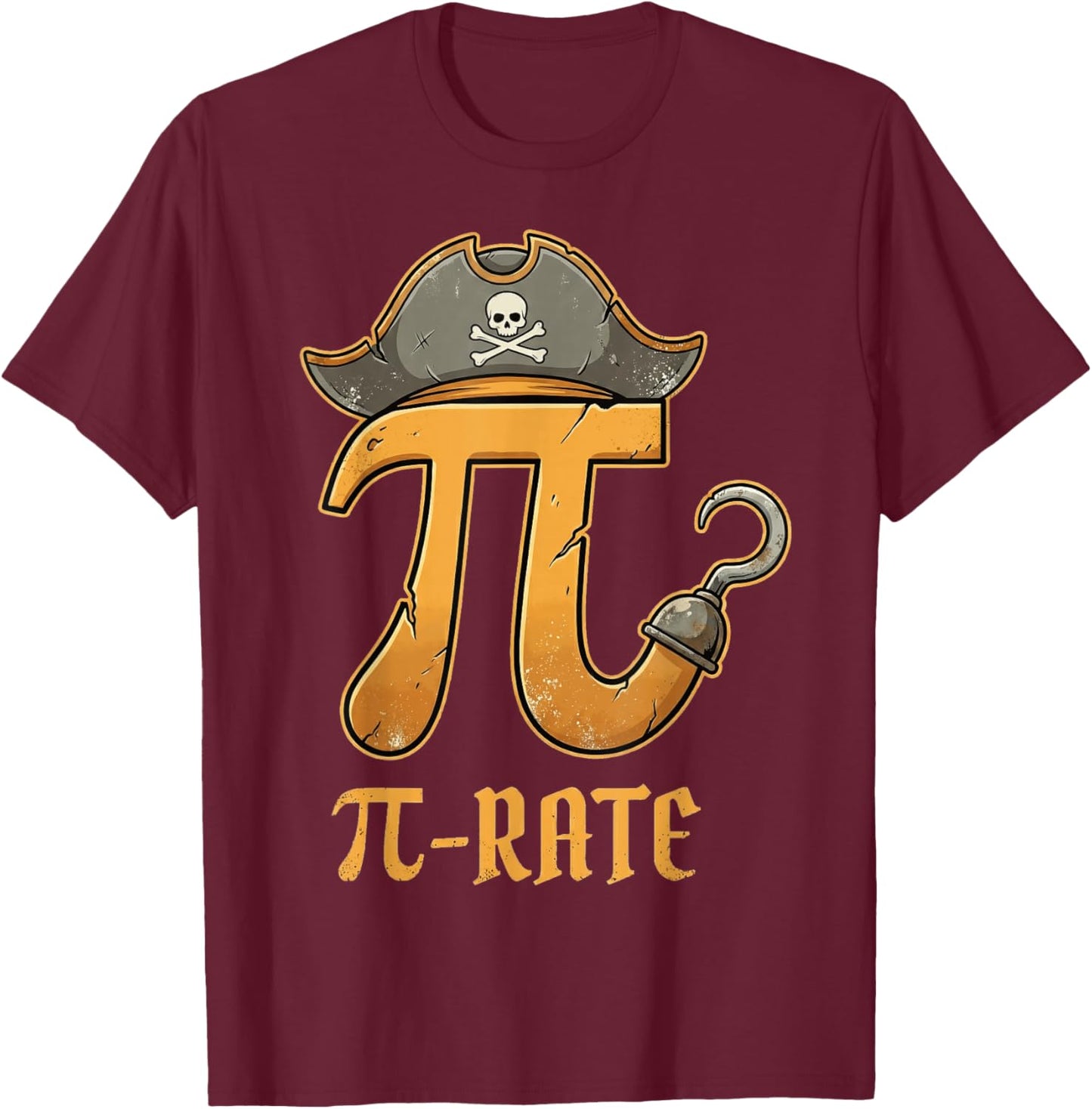 Funny Pi Day Pi Rate Pirate Lovers Math Geek Boys 3 14 Day T-Shirt - T-Shirt | Maroon