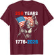 Patriotic Bigfoot USA Flag 250 Years 1776 2026 T-Shirt - T-Shirt | Maroon