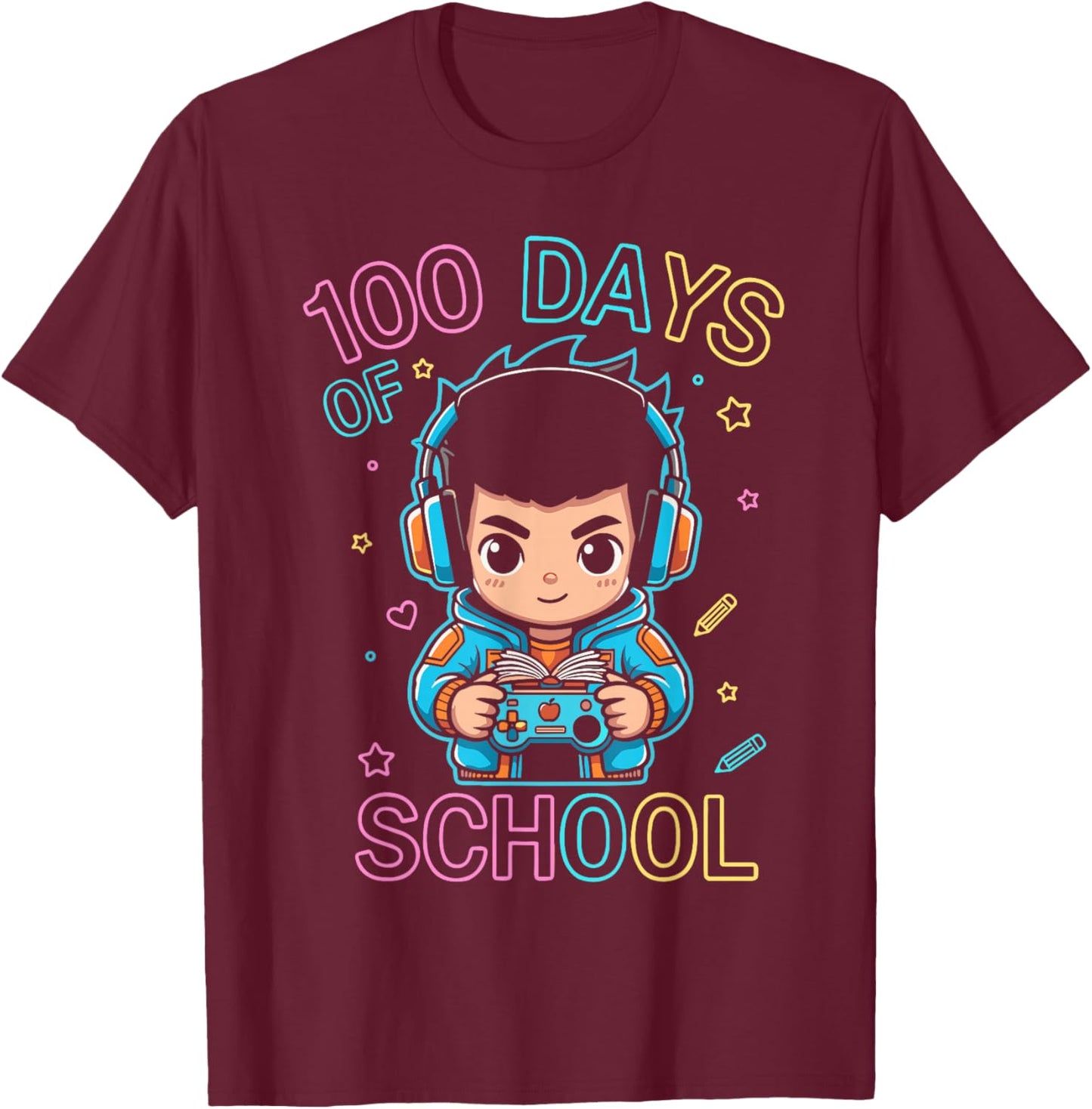 100 Days of School Cool Kids Design T-Shirt - T-Shirt | Maroon