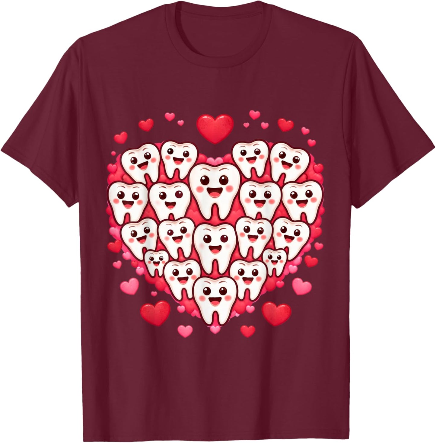 Tooth Valentine's Day Design for Dentists and Dental Staff T-Shirt - T-Shirt | Maroon