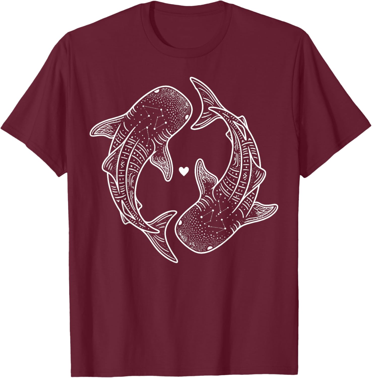 Whale Shark Yin Yang Marine Biology T-Shirt - T-Shirt | Maroon