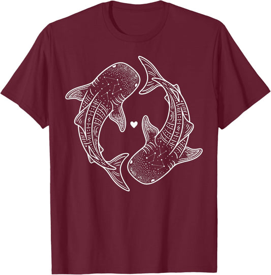 Whale Shark Yin Yang Marine Biology T-Shirt - T-Shirt | Maroon
