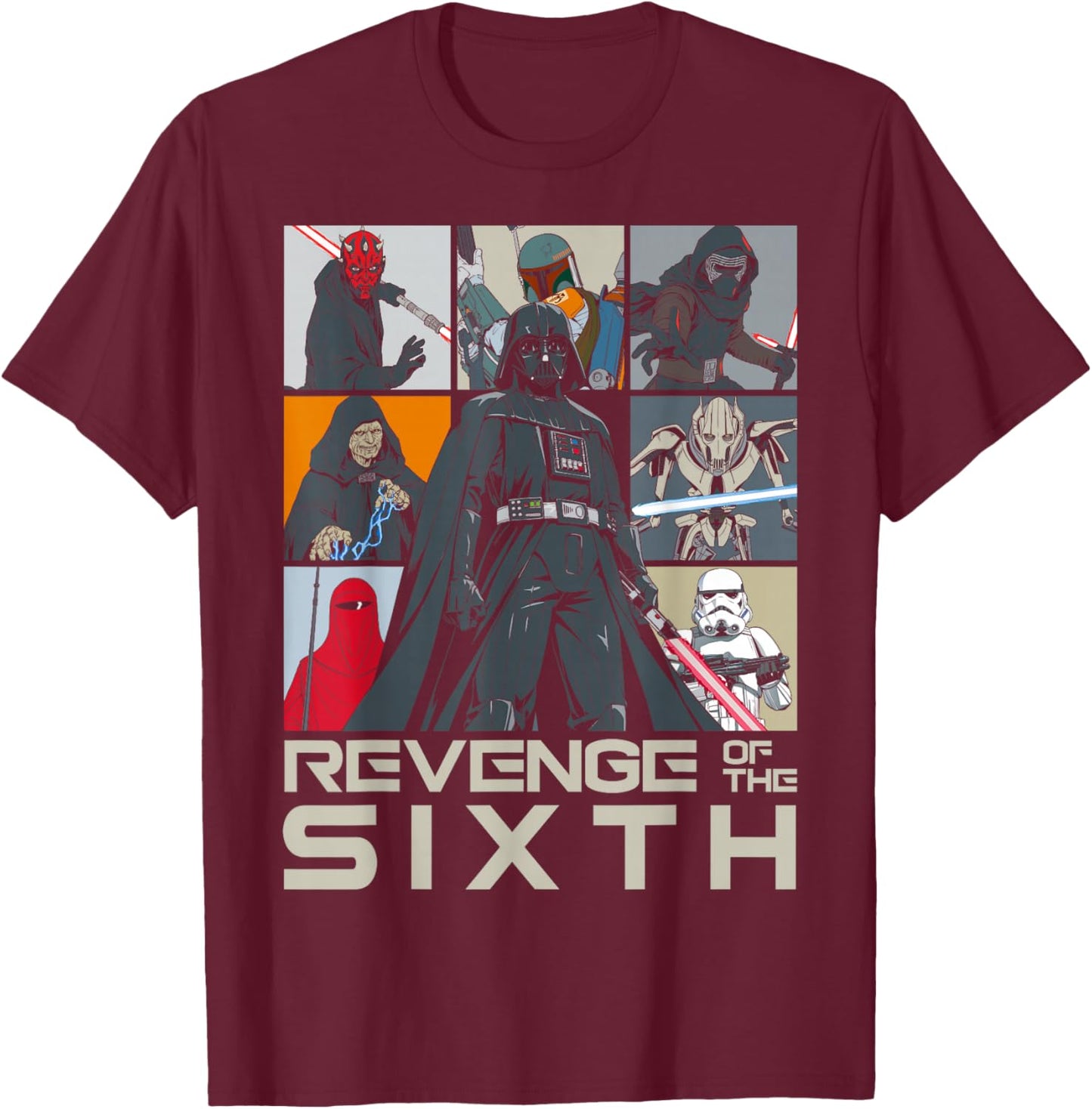 Star Wars Revenge Of The Sixth Dark Side Of The Force Grid T-Shirt - T-Shirt | Maroon