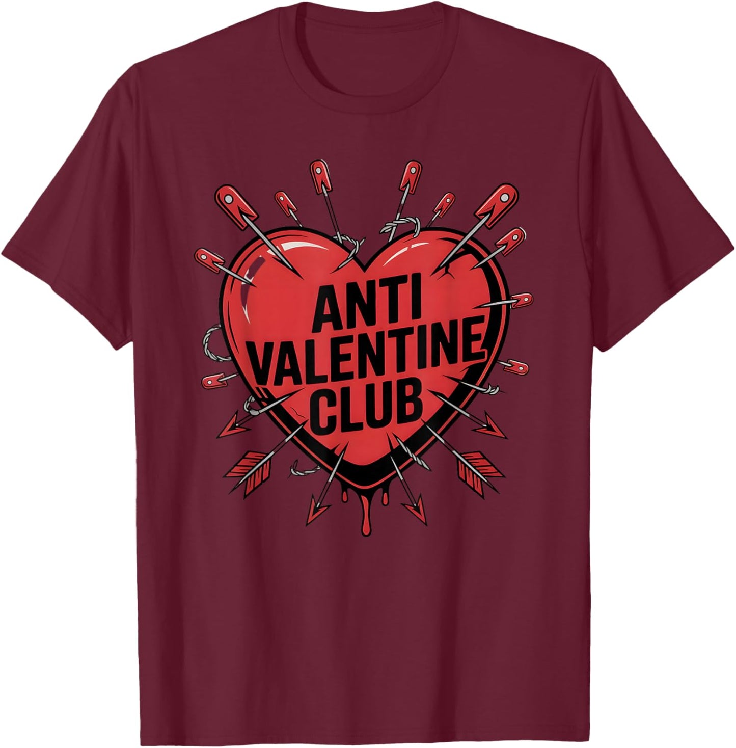 Anti Valentine Club Heartbreak Anti Love Breakup T-Shirt - T-Shirt | Maroon