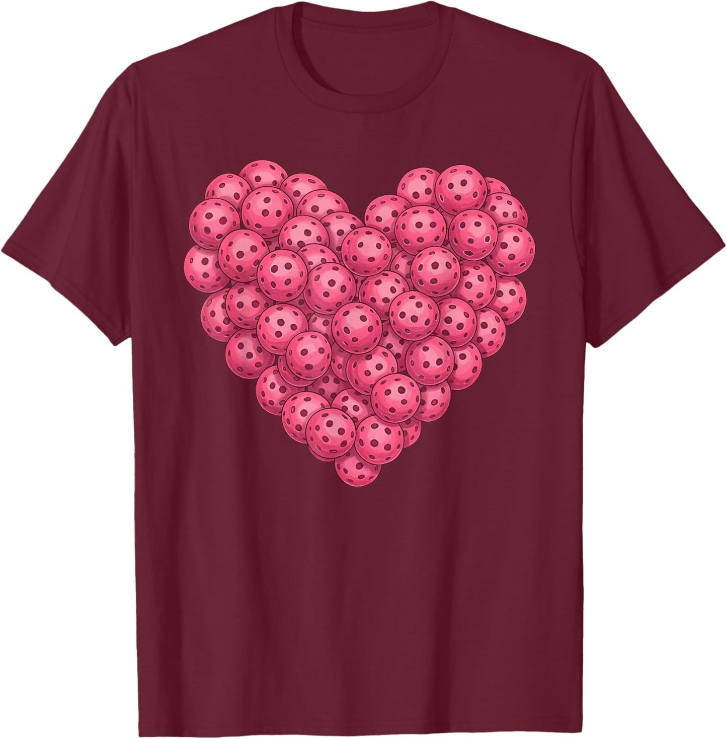 Pickleball Heart Valentines Day Pickleball Player Sports Fan T-Shirt - T-Shirt | Maroon