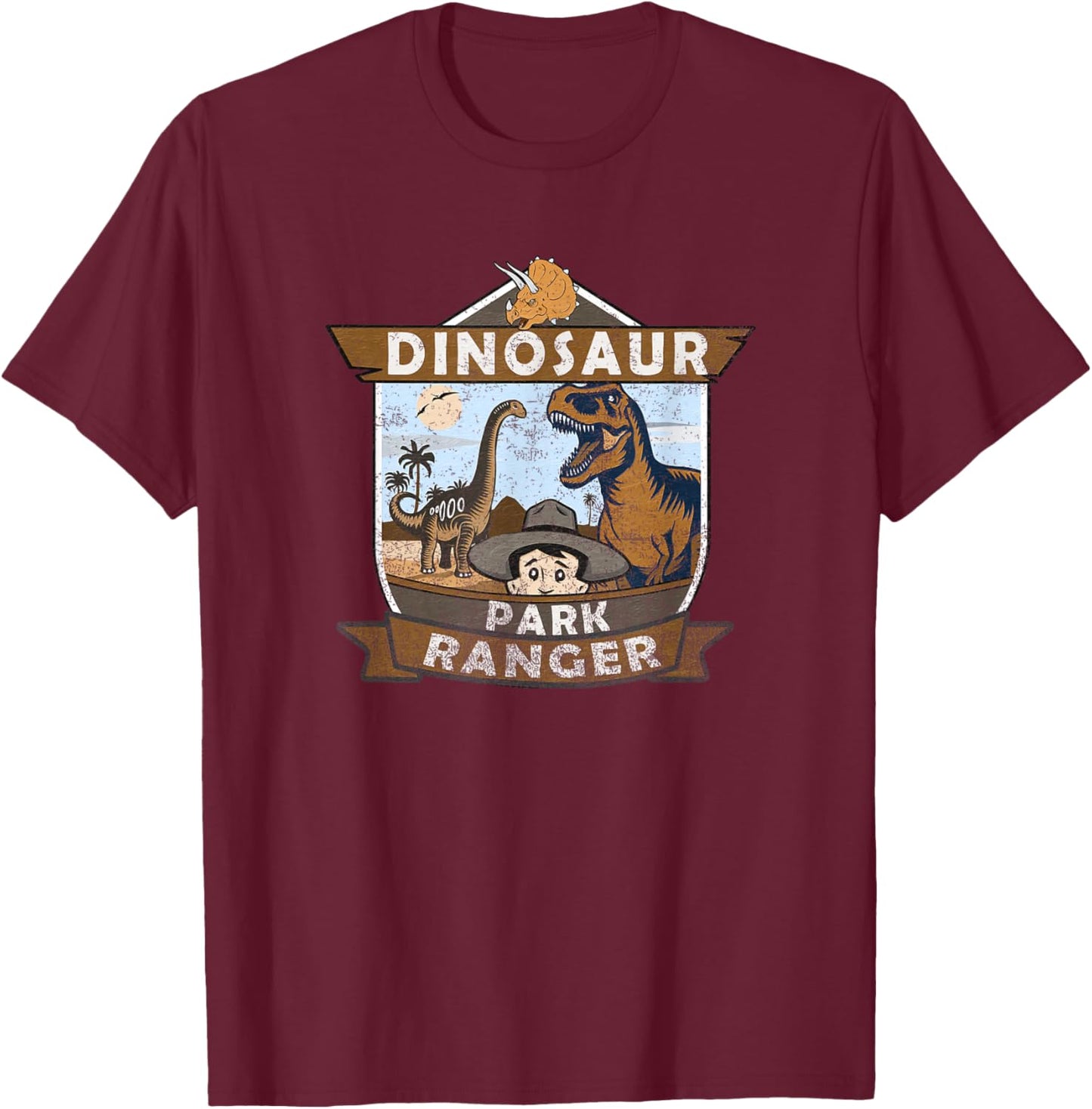 Dinosaur Park Ranger T-Shirt - T-Shirt | Maroon