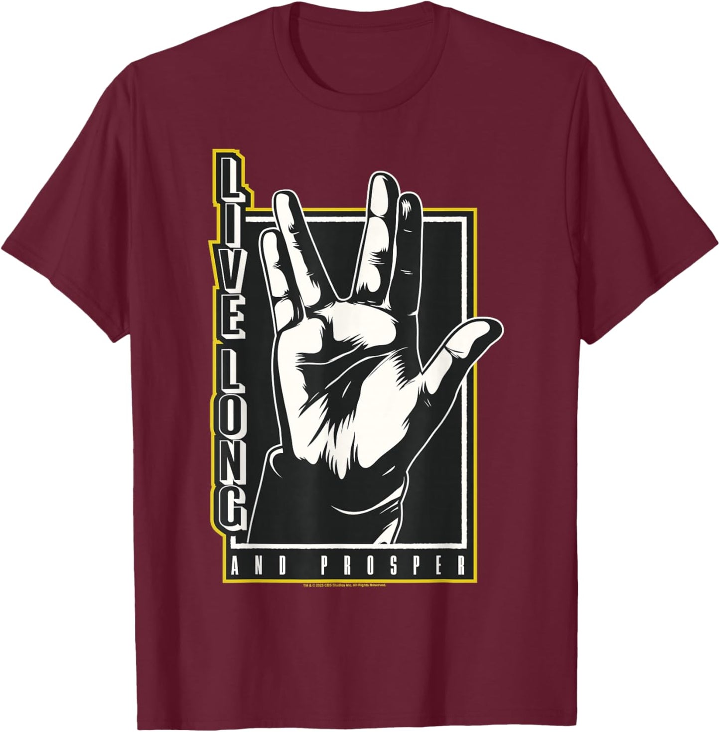 Star Trek: The Original Series Live Long and Prosper Vulcan T-Shirt - T-Shirt | Maroon