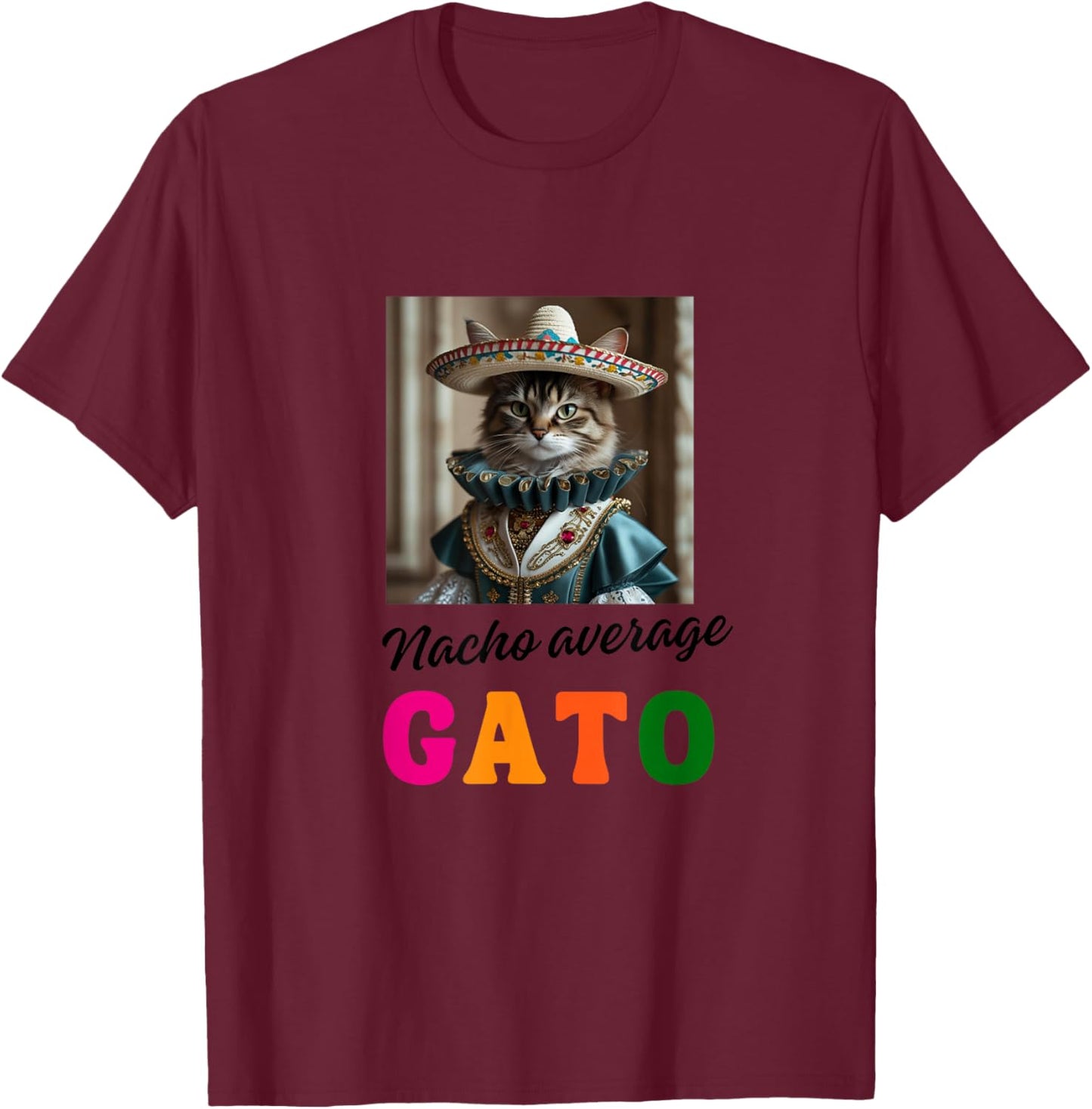 Gato Funny Cat Latino Women Girls Kids Fiesta Tacos T-Shirt - T-Shirt | Maroon