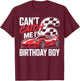 Race Car Racing 6th Birthday Can’t Catch Me I'm 6 Bday Boys T-Shirt - T-Shirt | Maroon