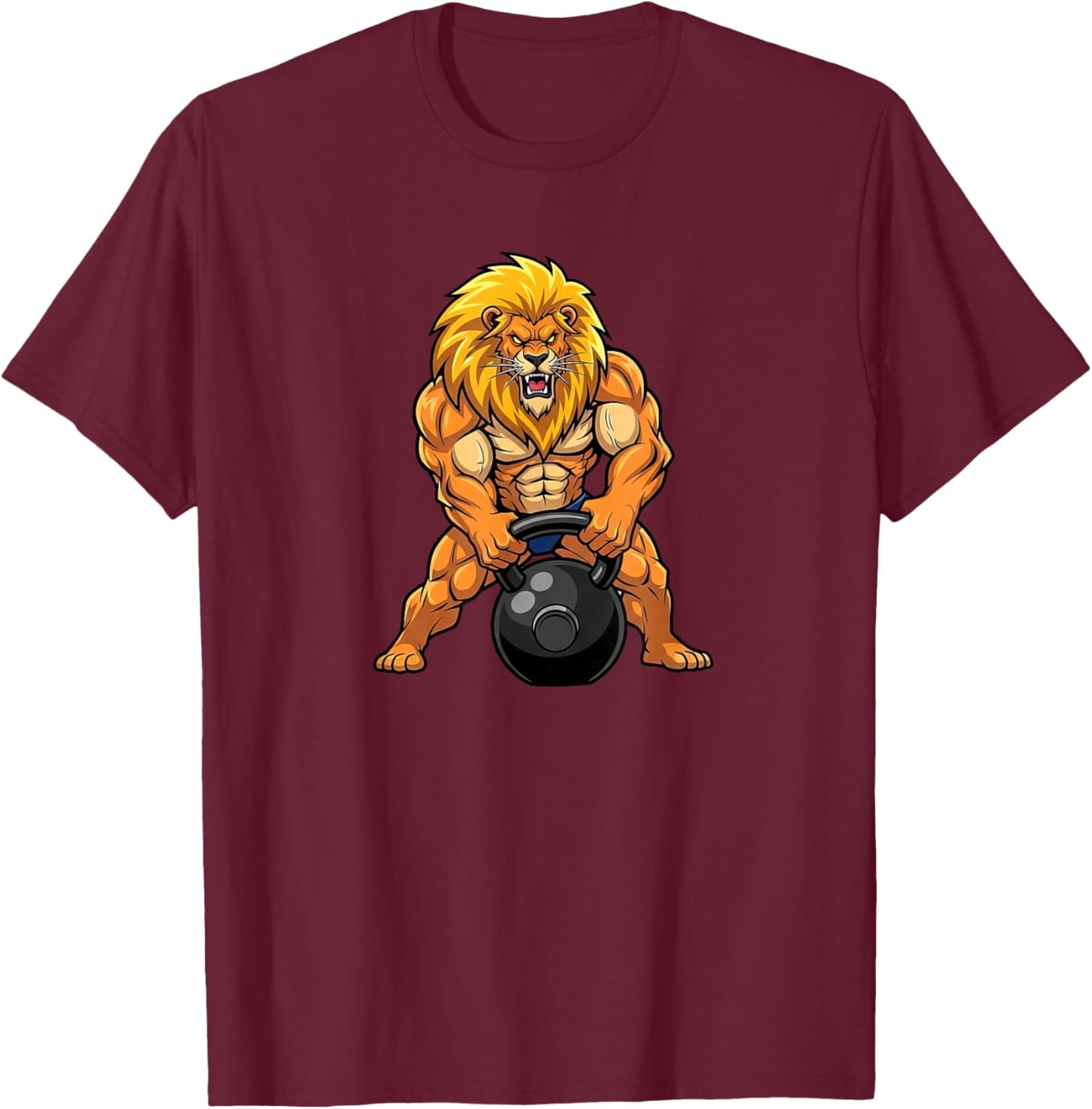 Lion Gym King Kettlebell Workout Fitness Design T-Shirt - T-Shirt | Maroon