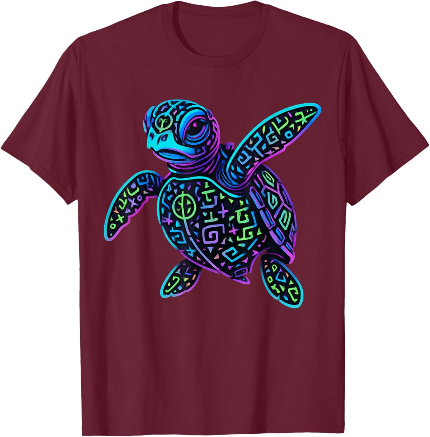 Aztec Turtle Lover Mythology Indigenous Mesoamerican Art T-Shirt - T-Shirt | Maroon