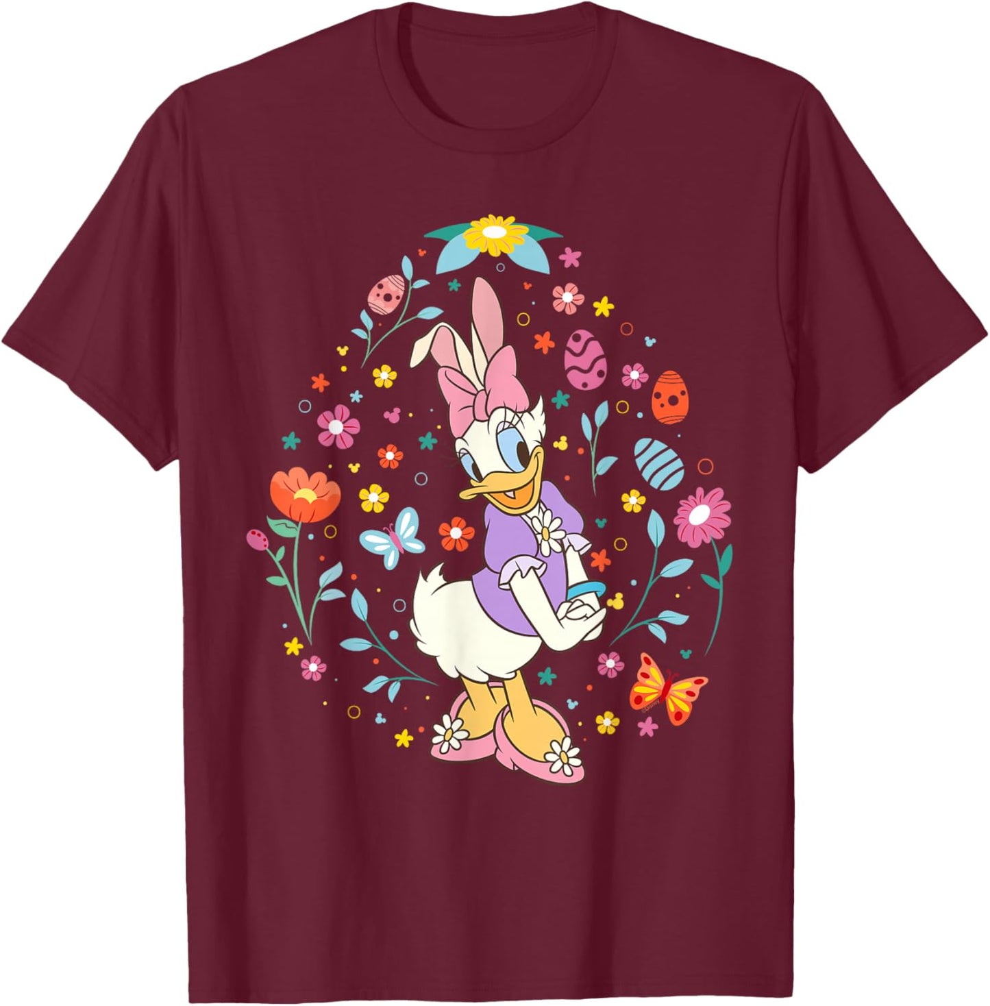 Disney Daisy Duck with Bunny Ears and Easter Egg Spring T-Shirt - T-Shirt | Maroon