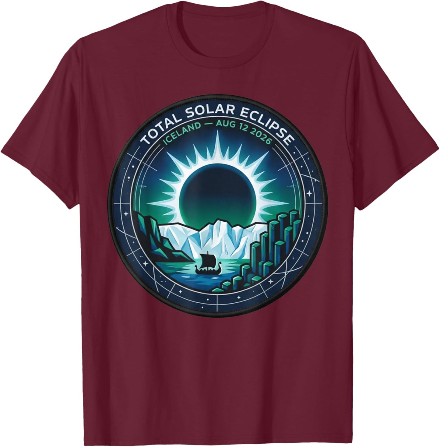 Total Solar Eclipse 2026 Iceland - Totality Chaser Science T-Shirt - T-Shirt | Maroon