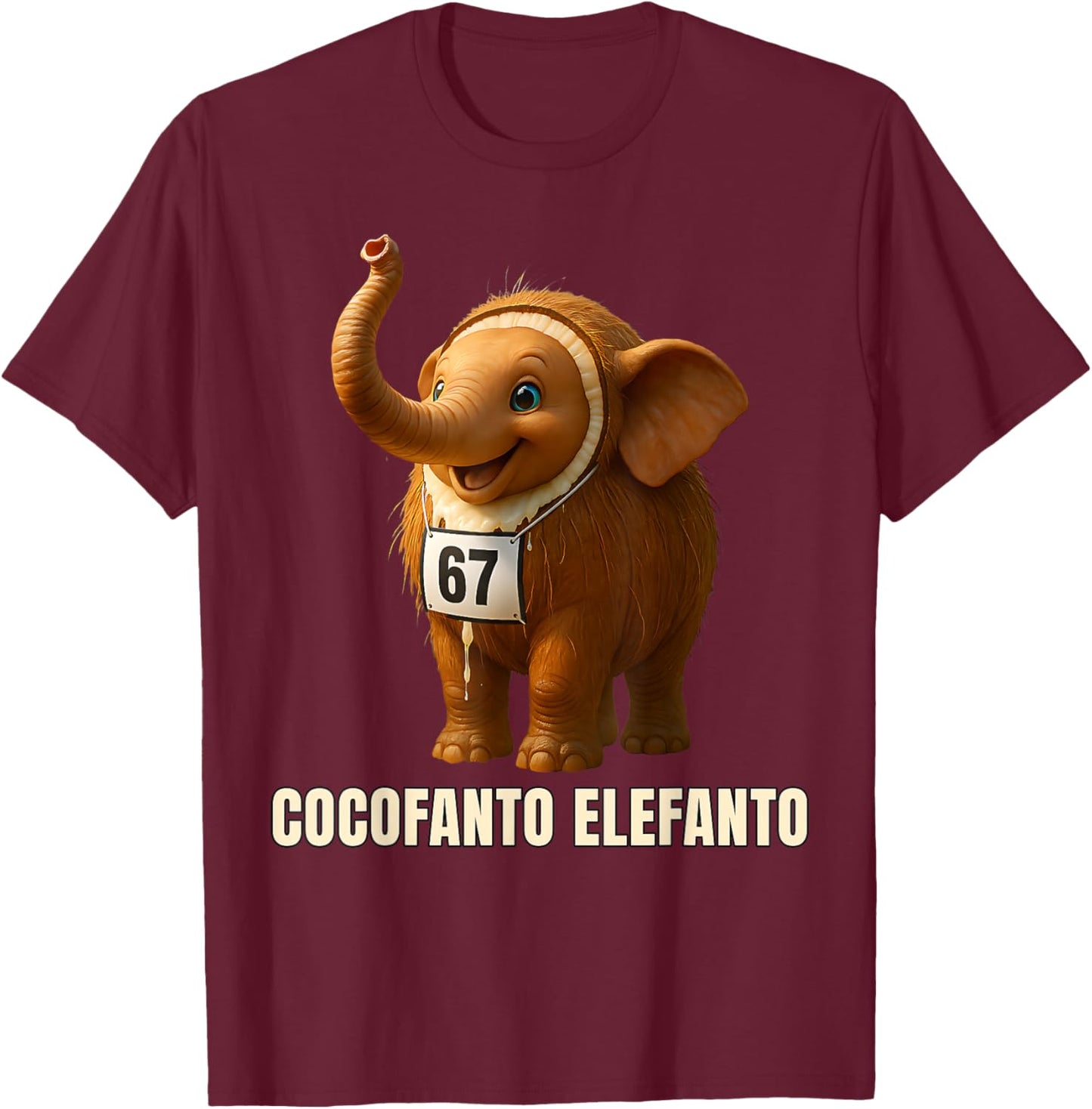 Funny Kids 67 Meme Cocofanto Elefanto Italian Brainrot T-Shirt - T-Shirt | Maroon