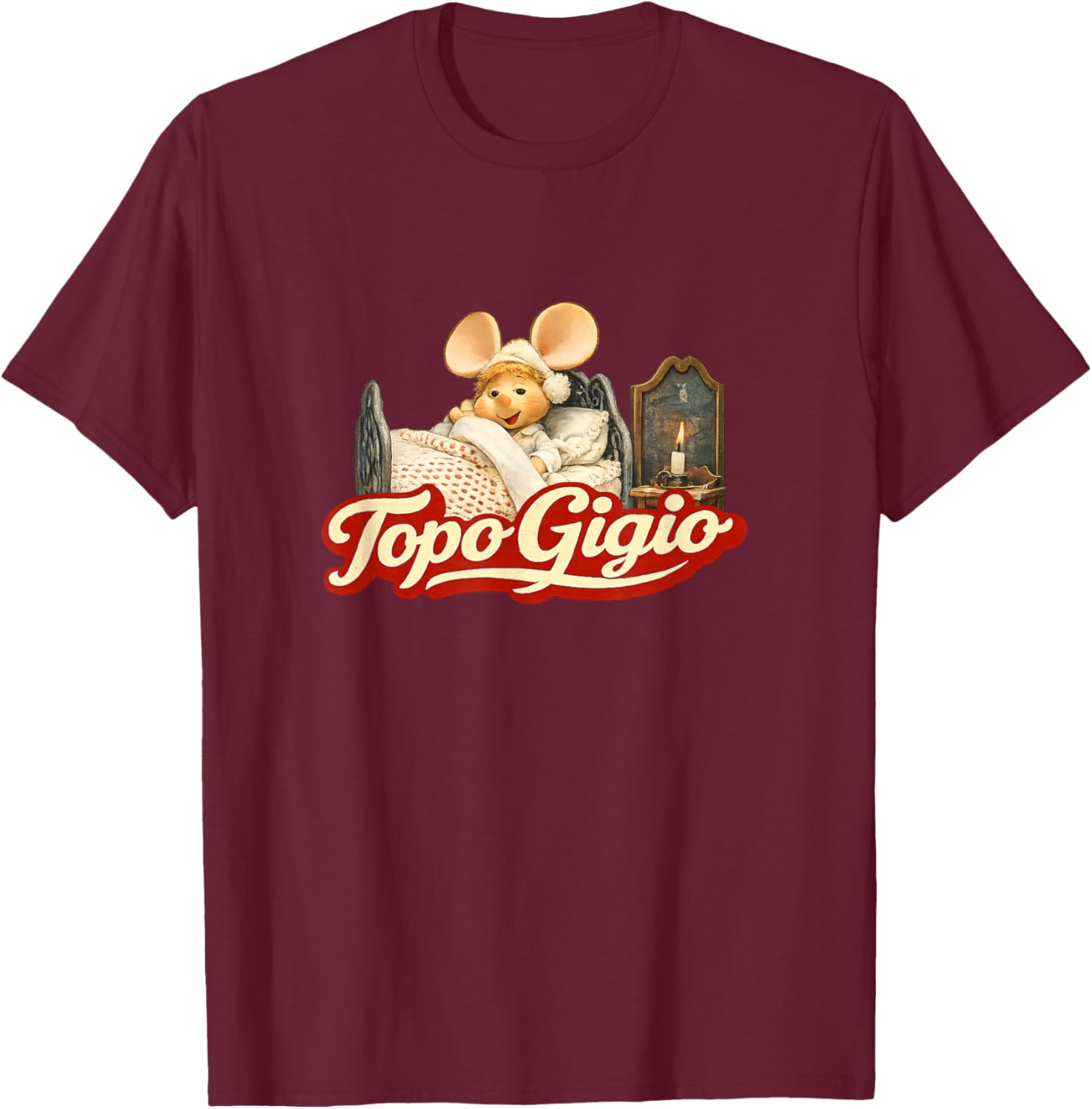 Bedtime Topo Gigio Vintage Cartoon Style T-Shirt - T-Shirt | Maroon