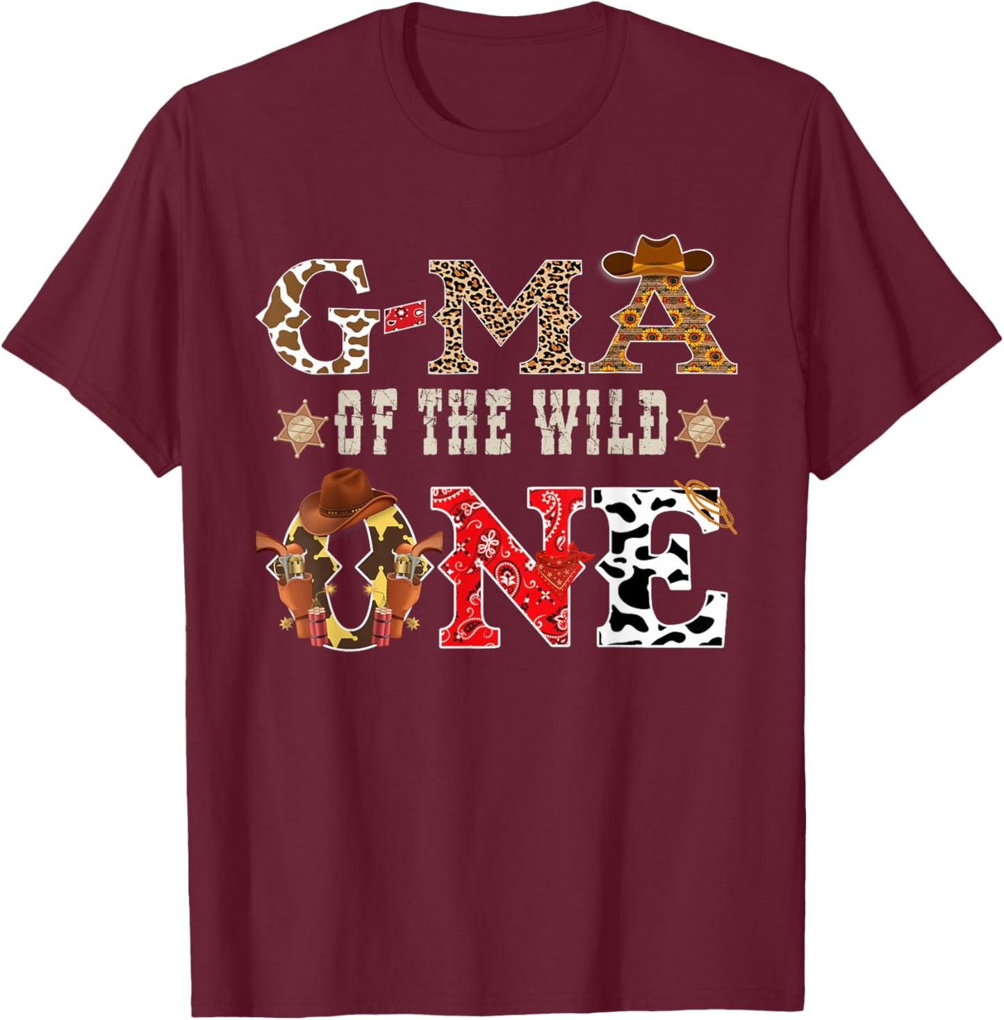 G Ma of The Wild One Cowboy Western Rodeo Party Matching T-Shirt - T-Shirt | Maroon