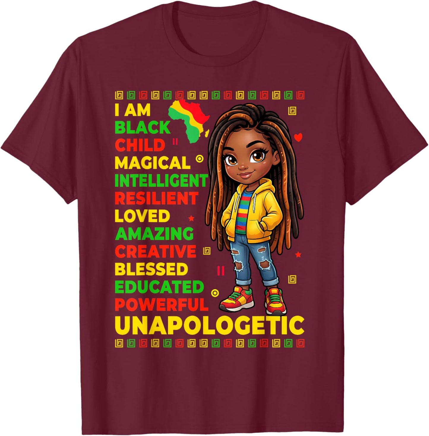 Girls Black History Month African American Kids Girl Toddler T-Shirt - T-Shirt | Maroon