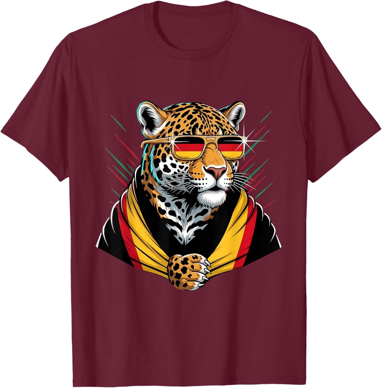 Germany Roots Leopard German Flag Deutschland T-Shirt - T-Shirt | Maroon