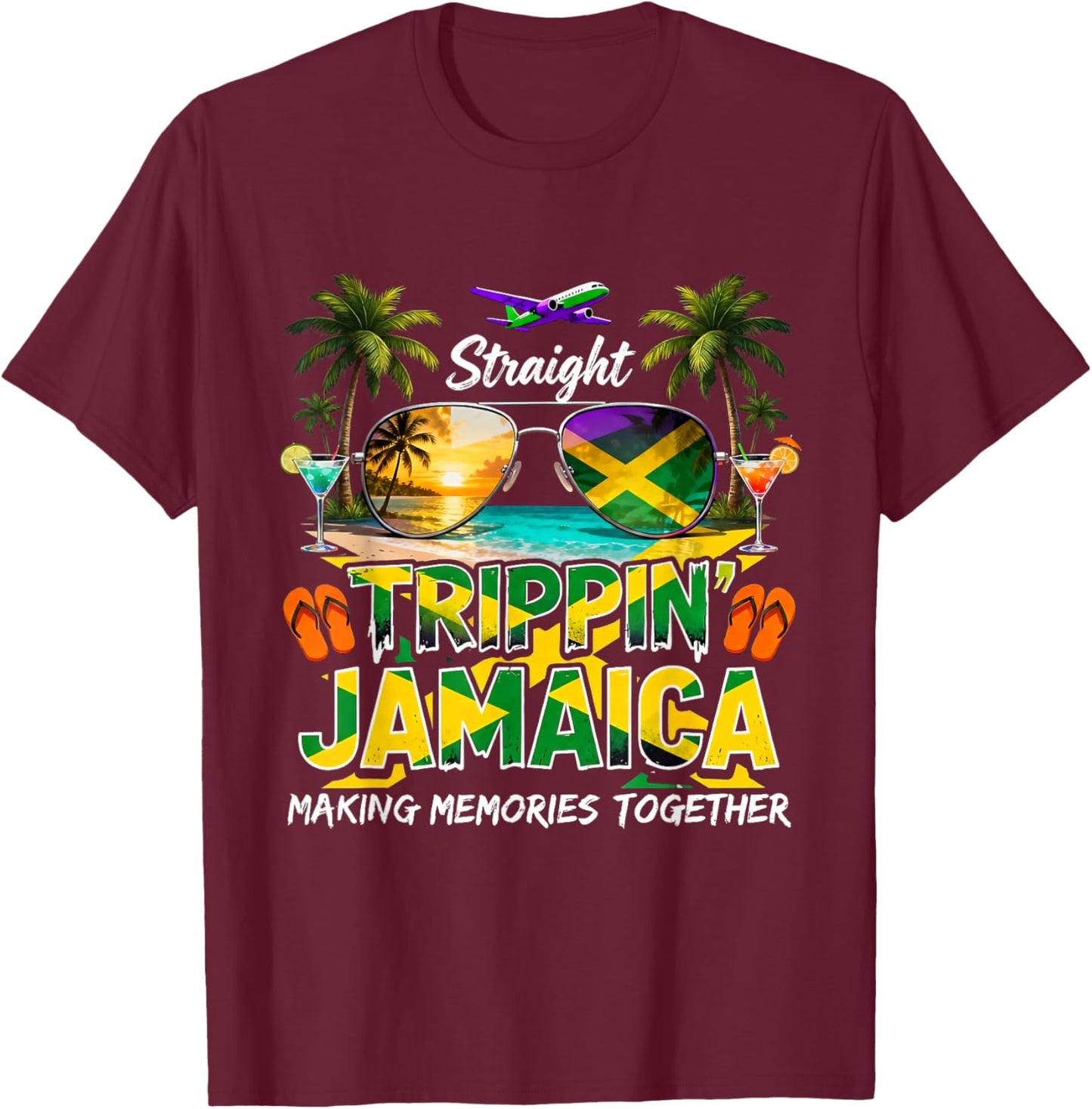 Jamaica 2026 Family Vacation Caribbean Trip Cruises Crew T-Shirt - T-Shirt | Maroon