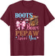 Boots or Bows Pepaw Loves You Gender Reveal Family T-Shirt - T-Shirt | Maroon
