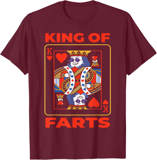 King of Farts, Funny Poker, Adult Humor T-Shirt - T-Shirt | Maroon