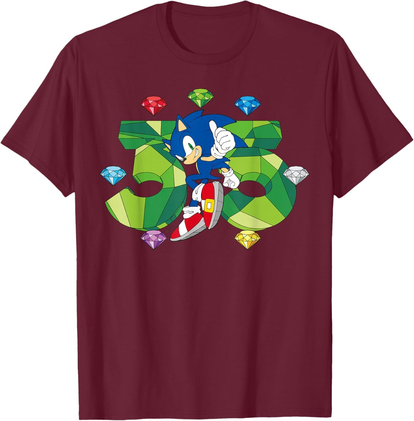 Sonic The Hedgehog - 35th Anniversary: Key Art T-Shirt - T-Shirt | Maroon