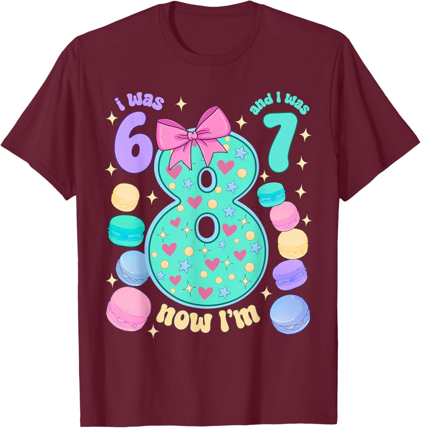 I was 6 I was 7 Now I'm 8th Birthday for Girl T-Shirt - T-Shirt | Maroon