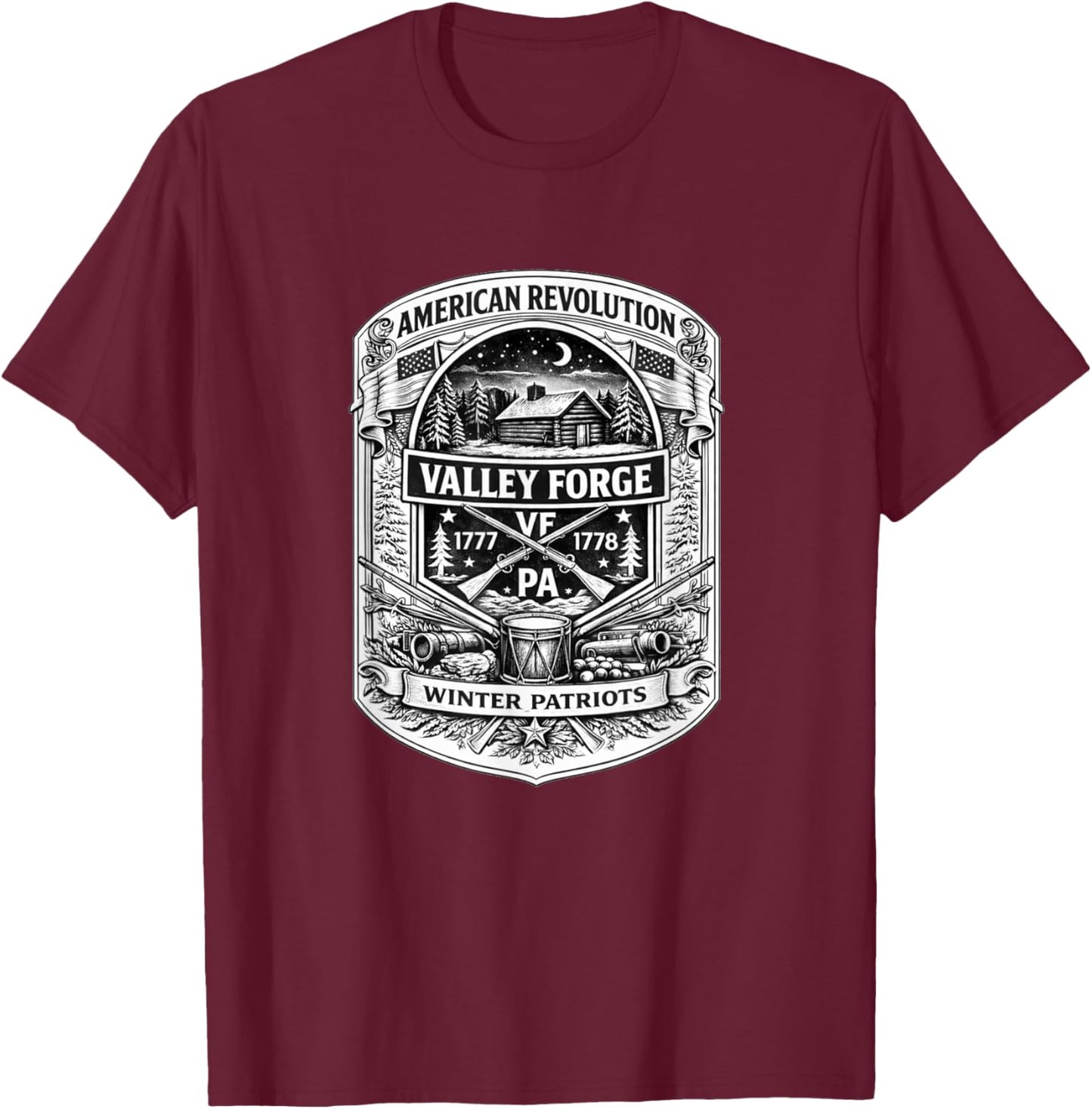 Valley Forge Pennsylvania American Revolution USA History T-Shirt - T-Shirt | Maroon