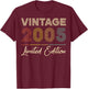 Vintage 2005 Limited Edition 21-Year-Old Gifts 21st Birthday T-Shirt - T-Shirt | Maroon