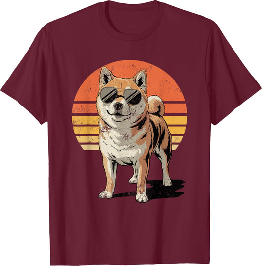 Cool Proud Shiba Inu Men Women Vintage Dog Owners T-Shirt - T-Shirt | Maroon