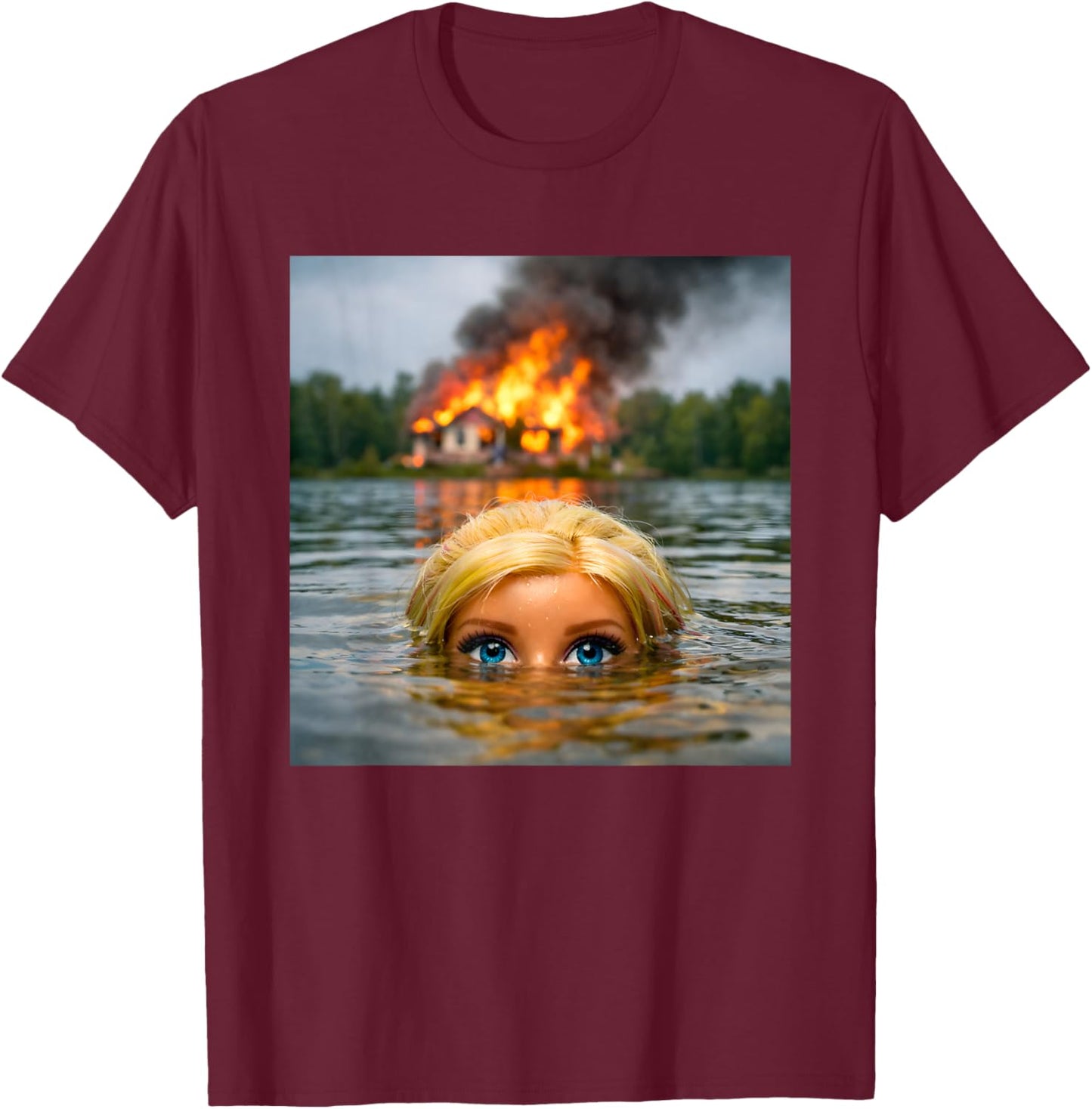 Funny Doll Face Clothes Meme Women Men Vintage Swimming T-Shirt - T-Shirt | Maroon