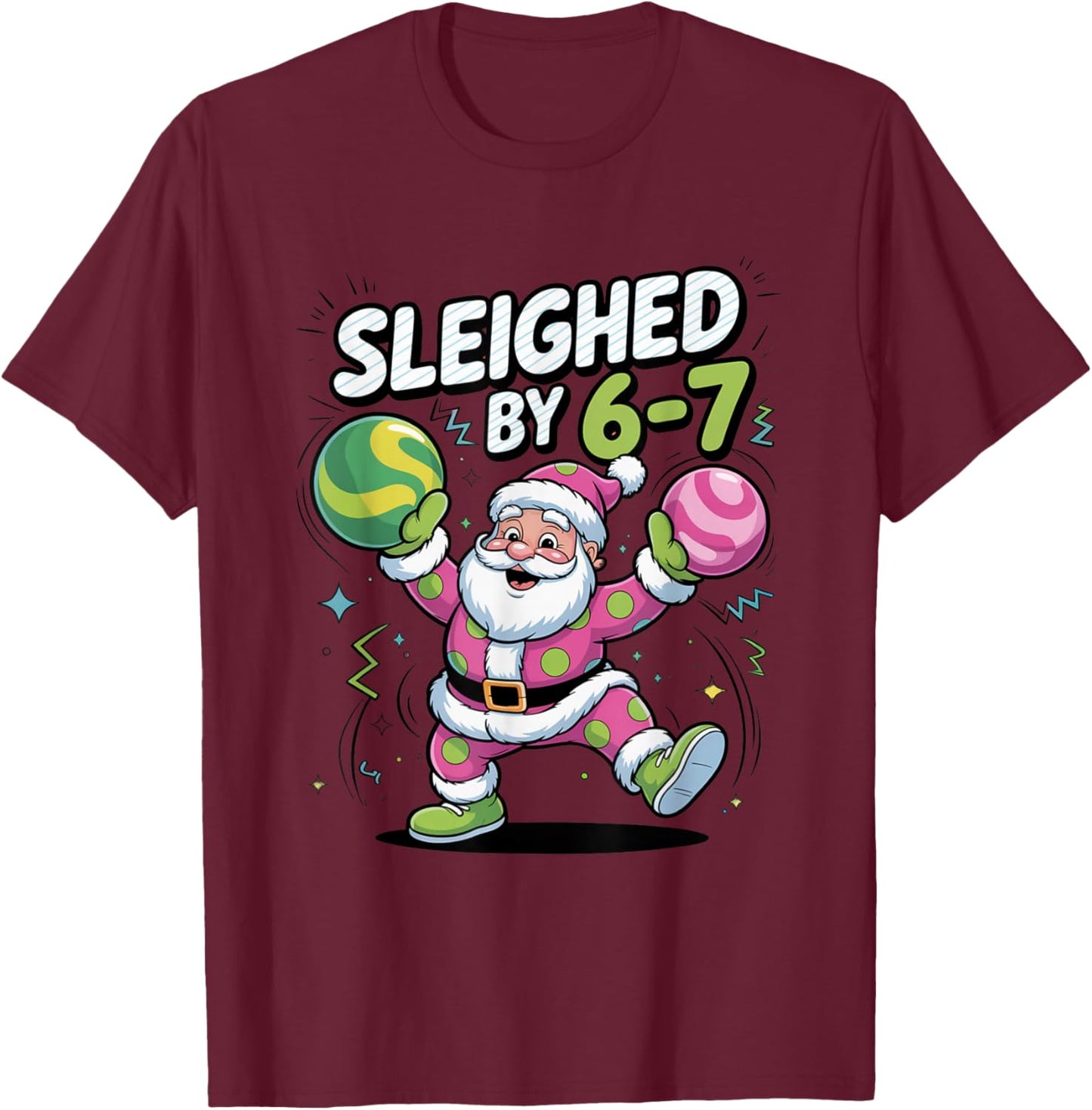 Christmas 67 Funny Xmas Six Seven Ugly Sweater 6-7 T-Shirt - T-Shirt | Maroon